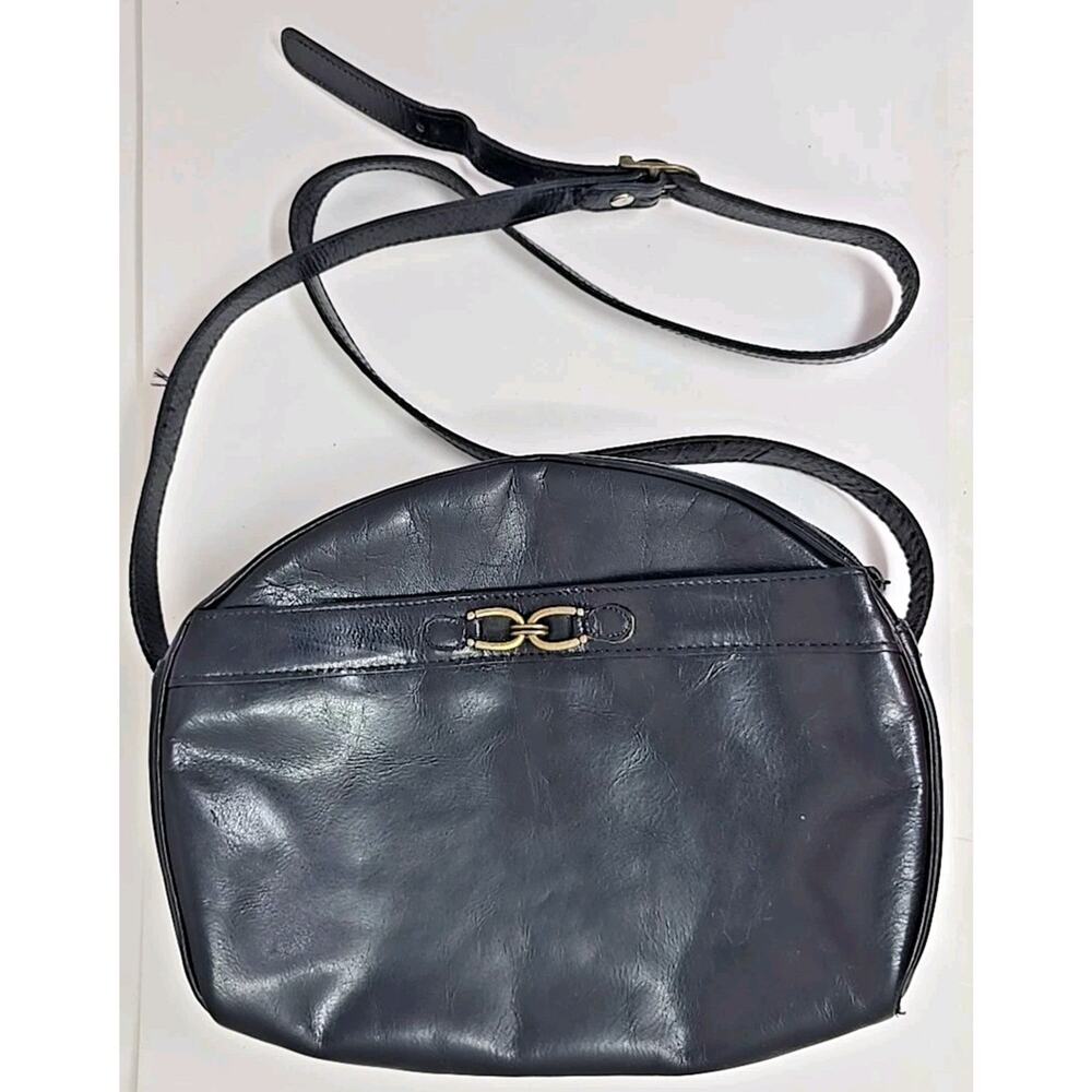 Etienne Aigner Medium Black Leather Shoulder Bag Handbag Vintage U216